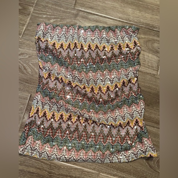 Express Womens Strapless Fitted Sparkly Multicolor Top~Side Zipper~Lined~small - Picture 13 of 16